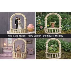 Wedding Cake Topper Arch Stand Fairy Garden Balcony Miniature Display Decor